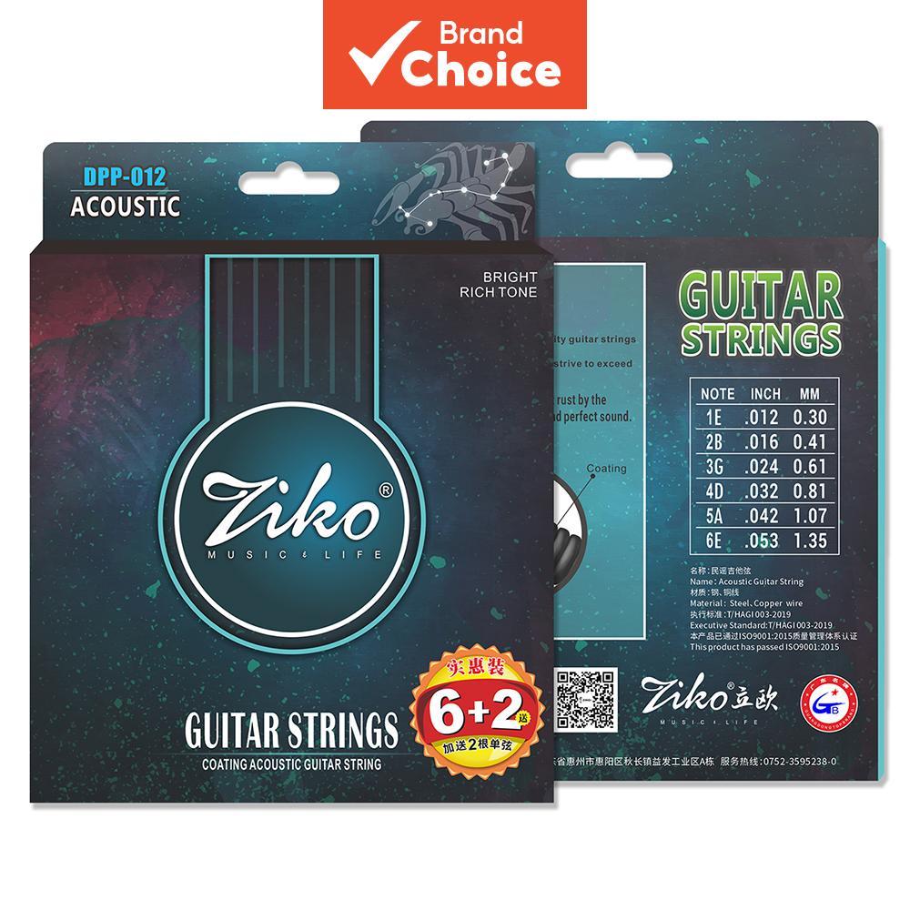 Cordas de Violão Acústico ZIKO de Bronze Fosforo Revestidas em Liga Hexagonal, Resistência à Ferrugem, Peças e
