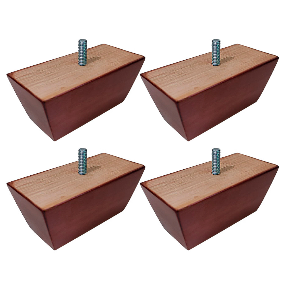 Kit 4 Pés de Madeira Retangular para Sofá Poltrona 5cm - Monari Design