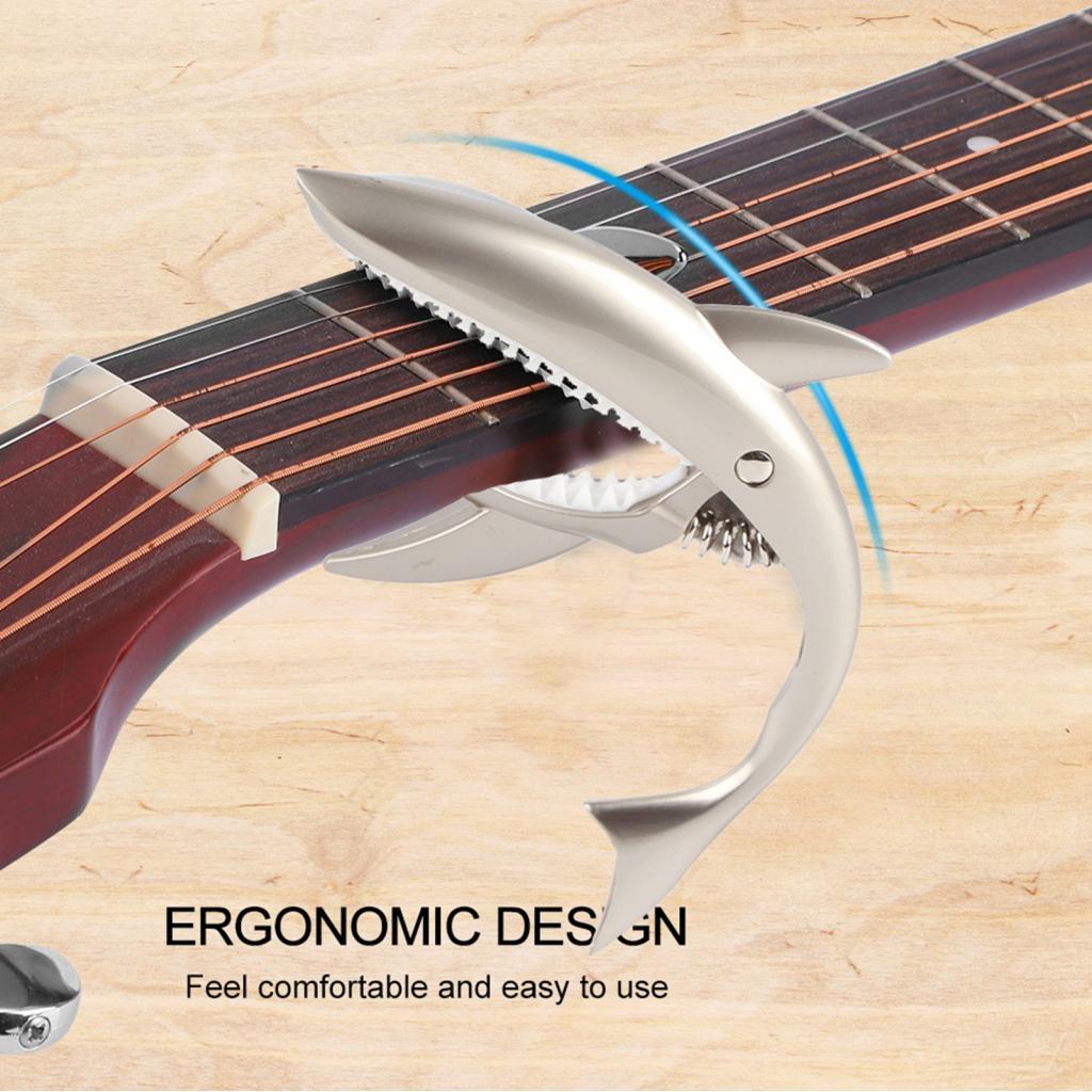 Liga de zinco Shark Design Guitar Capo Quick Change Clamp Key Trigger Release (Cinza Prateado)