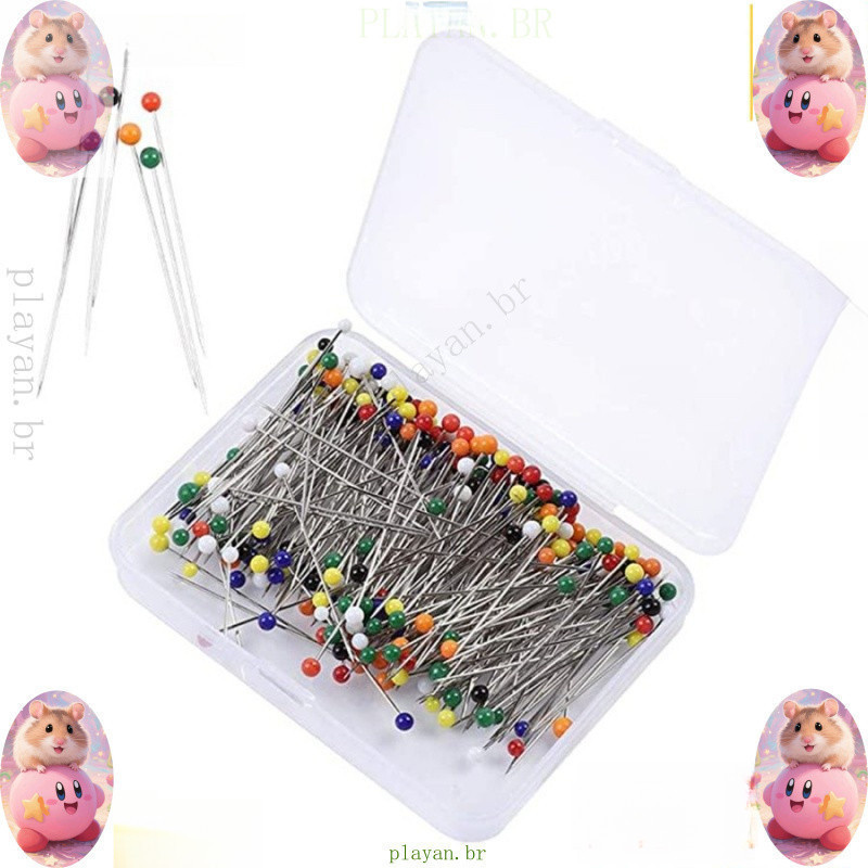 250 Pçs Alfinetes De Cabeça De Vidro 38mm Multicolorido Reto Bola Para Artesanato