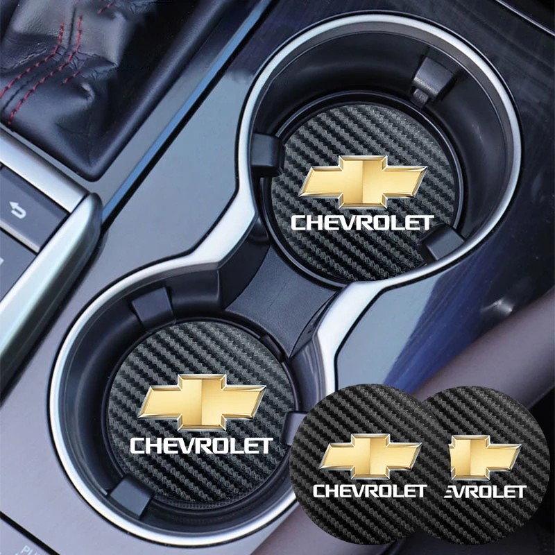 2 Pçs De Fibra Carbono Carro Slot Água Antiderrapante Copo Esteira Para Chevrolet Cruze Sonic Silverado Trax Camaro Capt