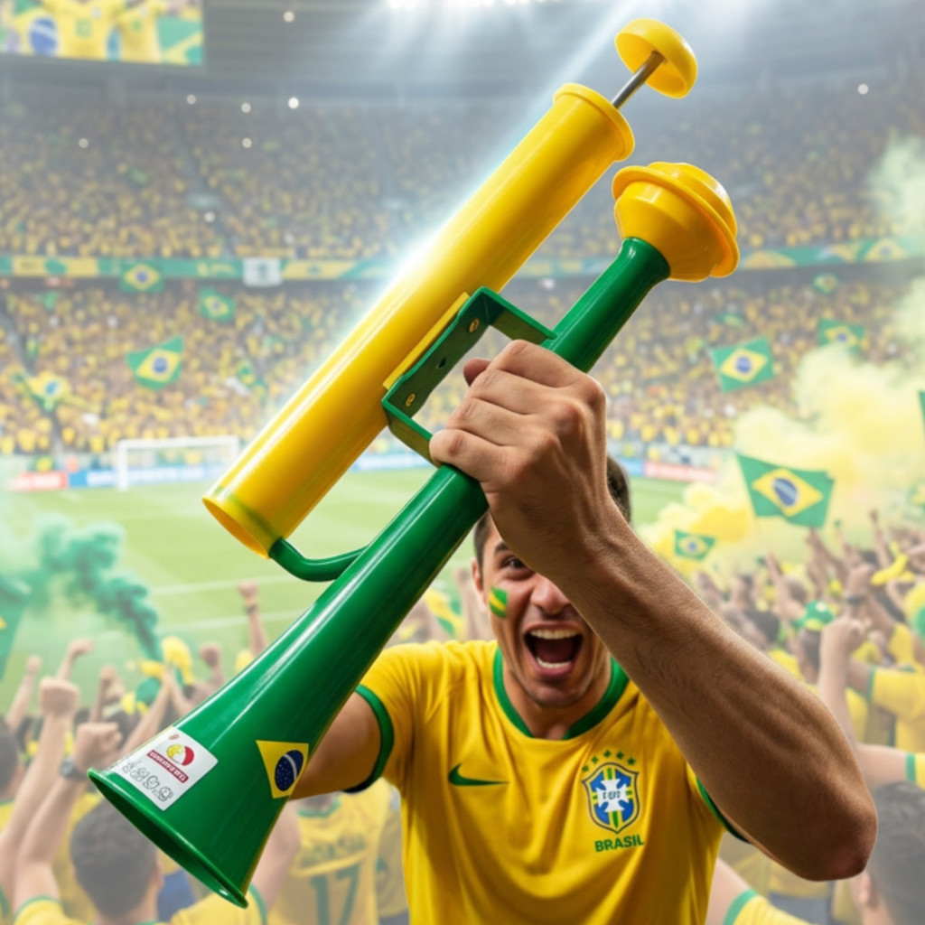 Corneta Vuvuzela Ar Buzina Grande Som Potente Manual Torcida Copa Mundo Brasil Navio Verde E Amarela