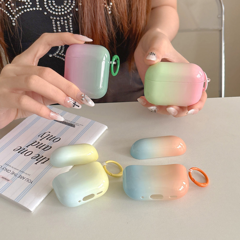 Gradiente Cor Bloqueio Halation Fone De Ouvido Caso Para Apple AirPods 3 4 ANC Pro 2 3 Silicone Airpod Capa Protetora Fu