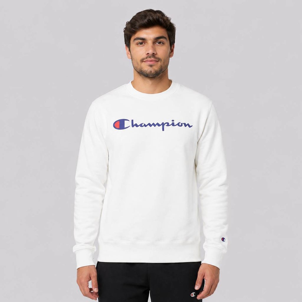 Moletom Champion Crewnek Athletic Script INK Off White