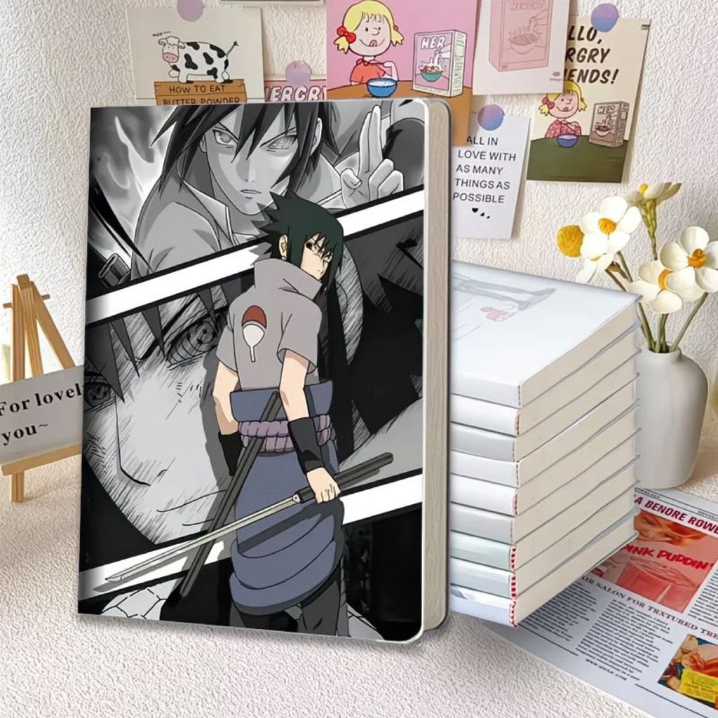 Caderno Naruto Uchiha Sasuke A5 , Diário De Anime De 56 Páginas Com Capa De Impressão