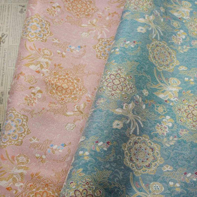 Imitação de música Jin tecido Jacquard de seda dourada Cheongsam tecido de fio de bagagem artesanal faça você mesmo teci