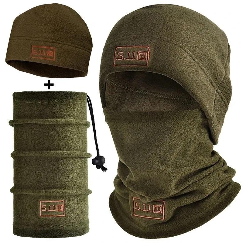 Conjunto Térmico de Gorro e Cachecol de Lã, Cobertura para a Cabeça, Balaclava Quente de Inverno, Máscara Facial, Gorro
