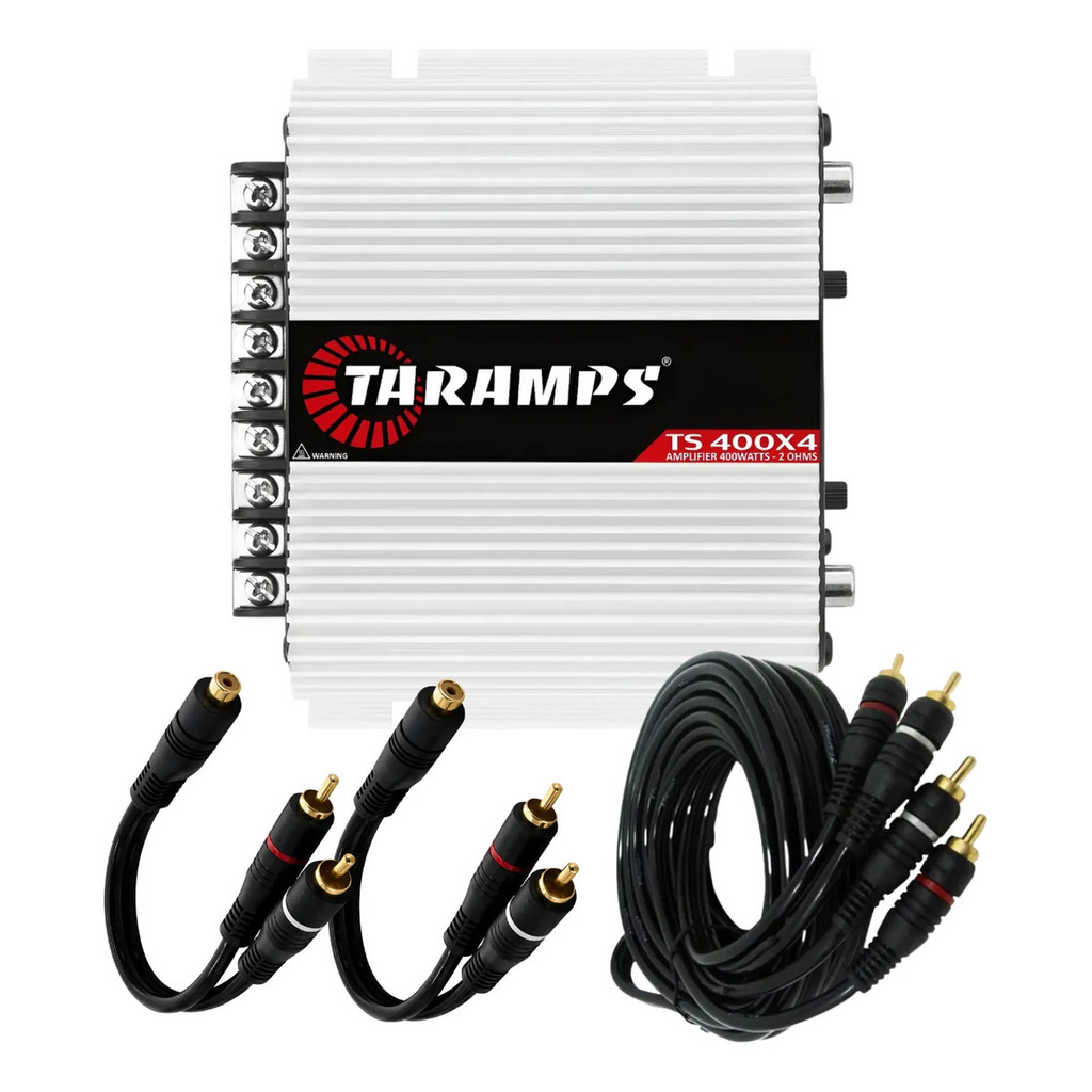 KIT MÓDULO TARAMPS TS400X4 SOM AUTOMOTIVO CABOS PERMAK