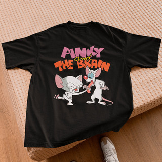 Camiseta Feminina Pink Cérebro Animado Camisa Estampada Blusa Premium T-shirt Básica Crt Unissex