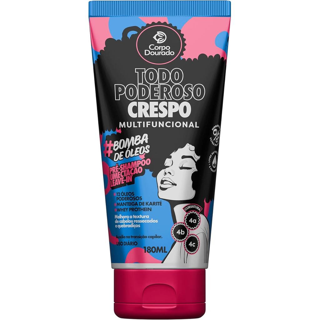 MULTIFUNCIONAL PRÉ SHAMPOO TODO PODEROSO CRESPO COM BOMBA DE ÓLEOS 180ML