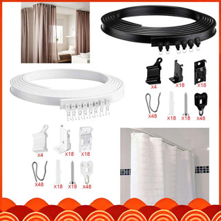6 m Faixa de Cortina Curva Flexível Kit, Trilho para Cortina, Trilho de Cortinas com Rolos Silenciosos para Quarto
