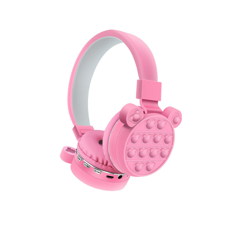 Fone de Ouvido Bluetooth Arco Rosa Pop-it Infantil Menina Orelhinhas Mickey