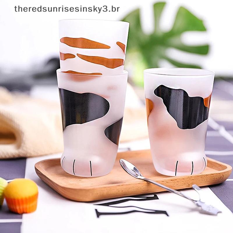 TSBR Animais Copo De Vidro 300ML Criativo Bonito Dos Desenhos Animados Gato Pata Garrafa De Água Suco De Leite Fosco Beb