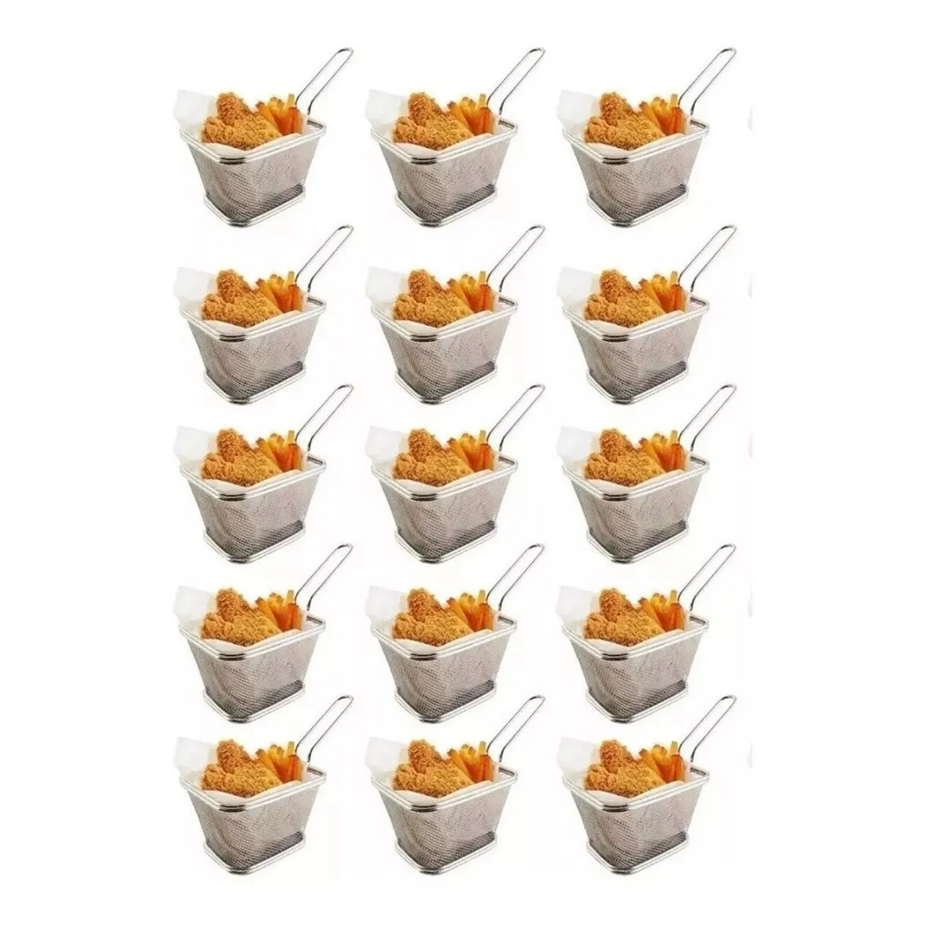 15 Cesta Para Servir Porções Batata Frita Frango Nugget 10,5x9x6cm