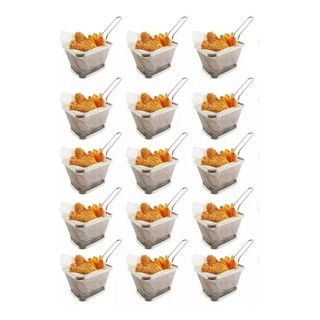 15 Cesta Para Servir Porções Batata Frita Frango Nugget 10,5x9x6cm