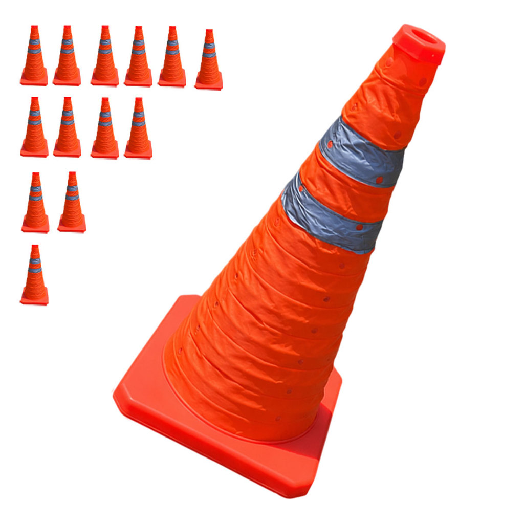 Cone Retratil Viario Baliza Kit 13 Uni Sinalizador Portatil Estrada Segurança Dobravel Obra Flexivel Rodovia