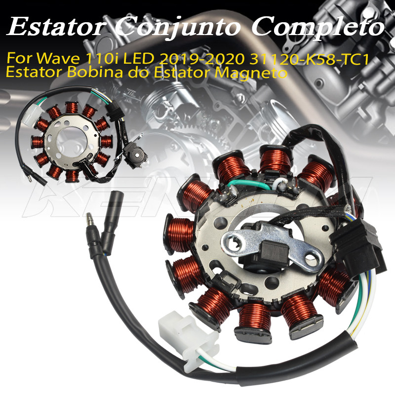 Estator Magneto Bobina de Carga Para Wave 110i LED 2019-2020 Código 31120-K58-TC1 Durável
