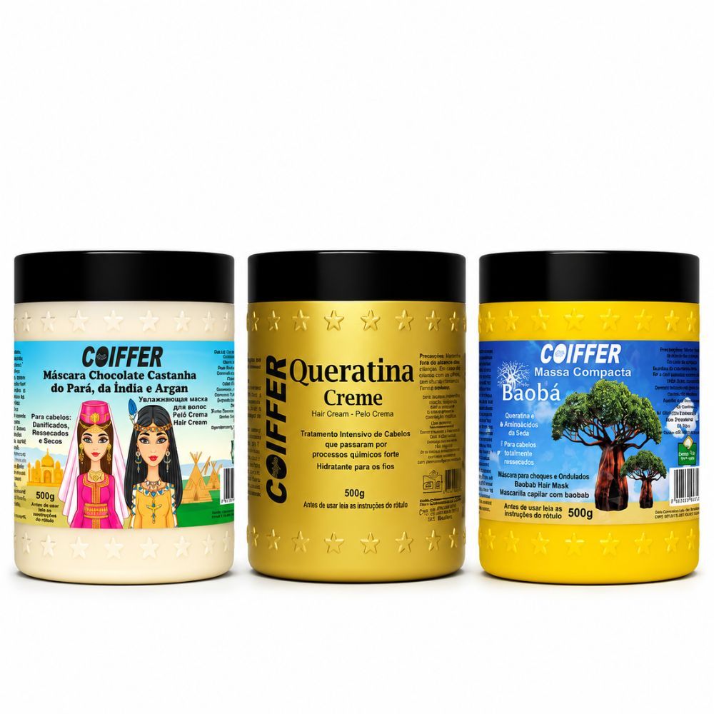 Kit Cronograma Capilar 3 Máscaras 500g Original Coiffer
