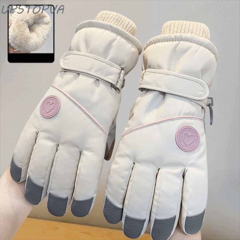 Luvas De Esqui Para Femininas O Inverno À Prova D'água Antiderrapantes E Quentes Grossas De Vento Luva Para Neve