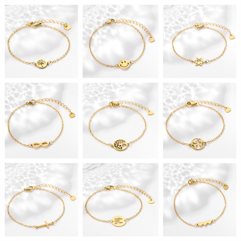 Variedade Puppy Map Hexagrama ECG Pulseira Pulseira Banhada a Ouro 18K