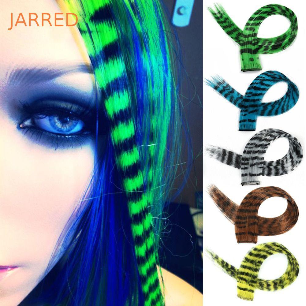 JARRED Leopardo Impressão Peruca Colorida Feminina Festa Fasion Pendurado Orelha Tingida Natural Punk Fibra Resistente A