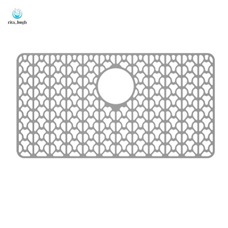 Protetores De Pia De Silicone Cinza Para Cozinha , Grade De Tapete 26 X 14 Polegadas Parte Inferior Da Porcelana De Aço