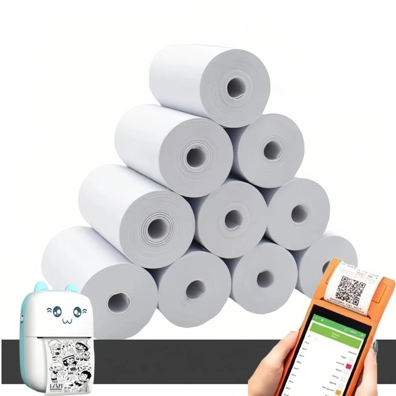 Rolo Papel Térmico Autocolante para Mini Impressora Portátil, Papel Adesivo Escolar