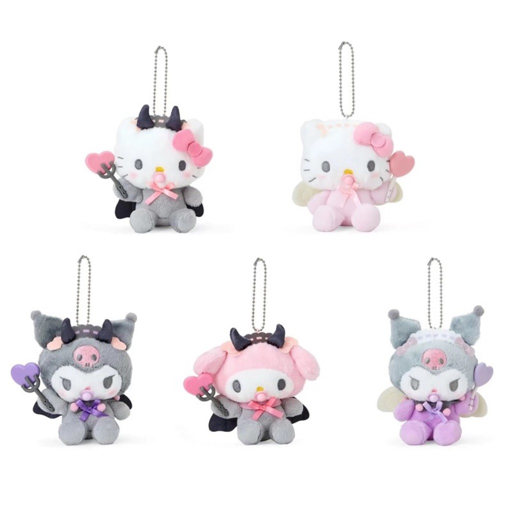 Chaveiro de Pelúcia Sanrio Anjo e Diabo |     Chaveiro de Chupeta Kuromi Hello Kitty D8P0