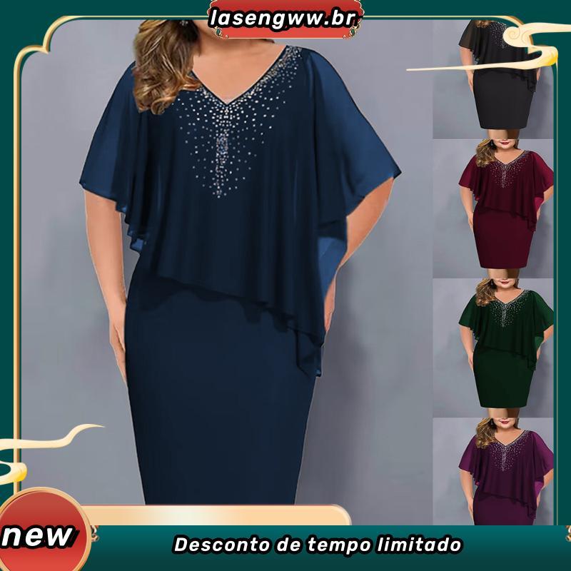 Das mulheres vestido irregular de Chiffon Bodycon Plus tamanho banquete vestidos festa vestido vestido roupas femininas