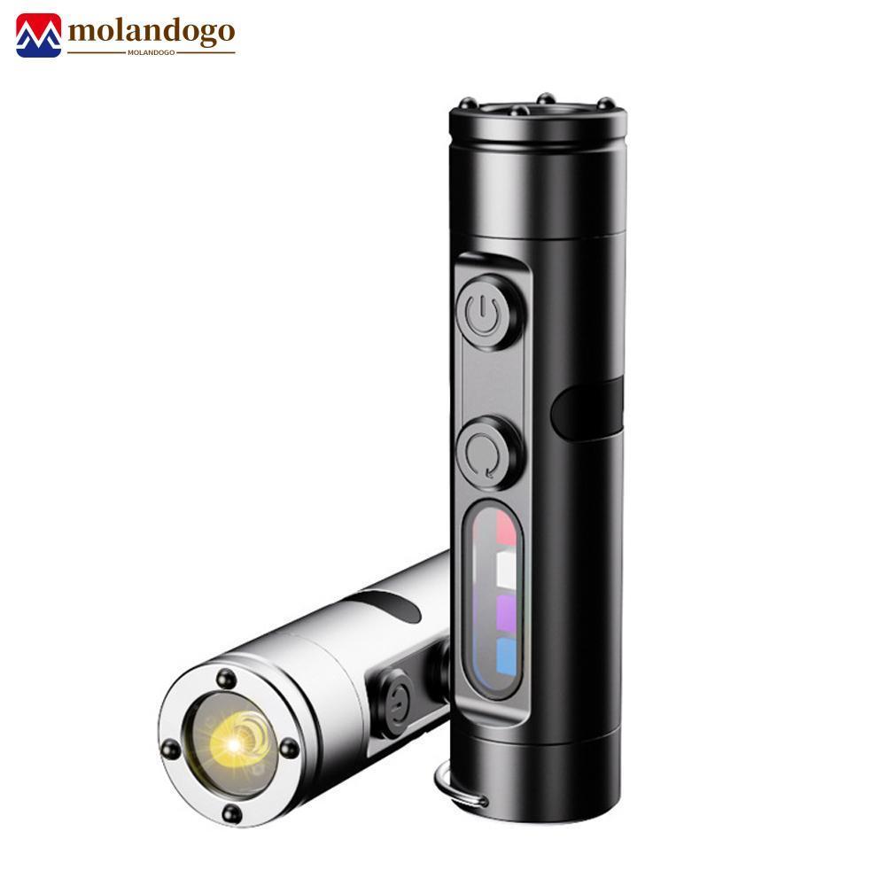 Milandogo Mini Bolso Caminhadas Camping Luz Forte Lanterna LED Chaveiro Magnético Lâmpada À Prova D'água Tipo-C Tampa De