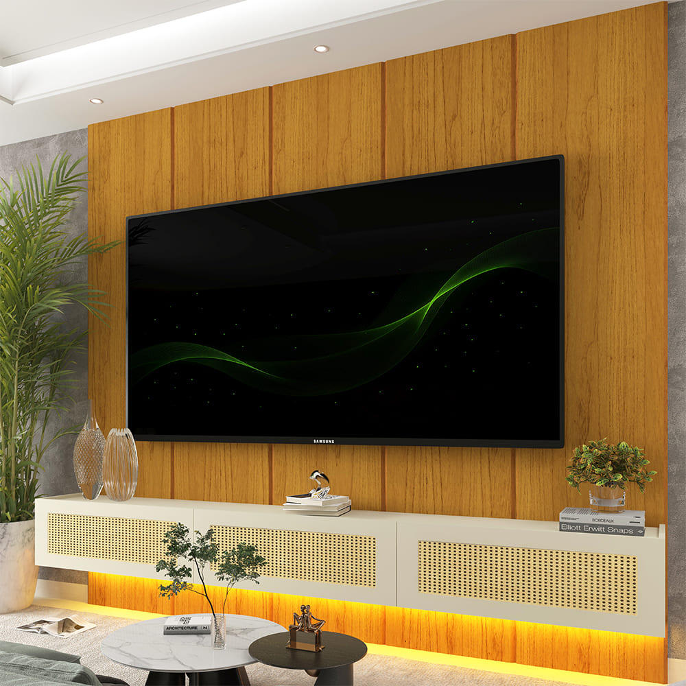 Home para TV 220 Realce Native LED Naturale Off White - Gelius