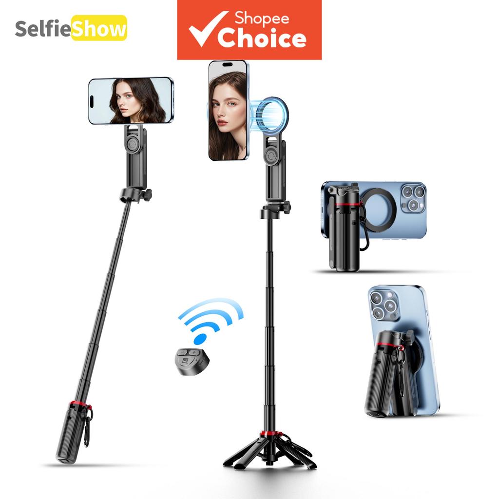 Mini Pau de Selfie Magnético Portátil para Smartphone com Controle Remoto Bluetooth Sem Fio e Cordão de Transporte,