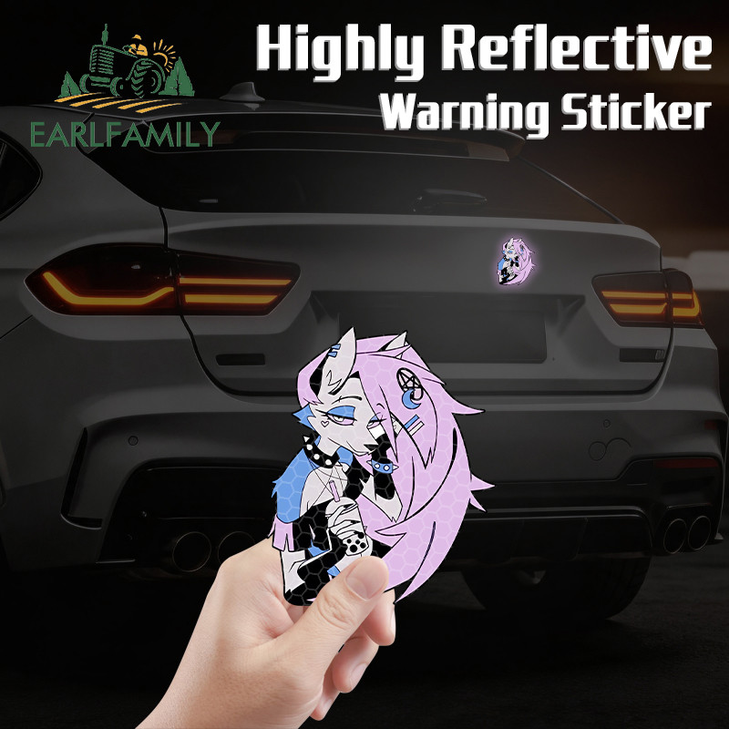EARLFAMILY Helluva Chefe Maga Reflexivo E Mangético Adesivos De Carro Protetor Solar Motocicleta Pára-Brisa Tronco Decal