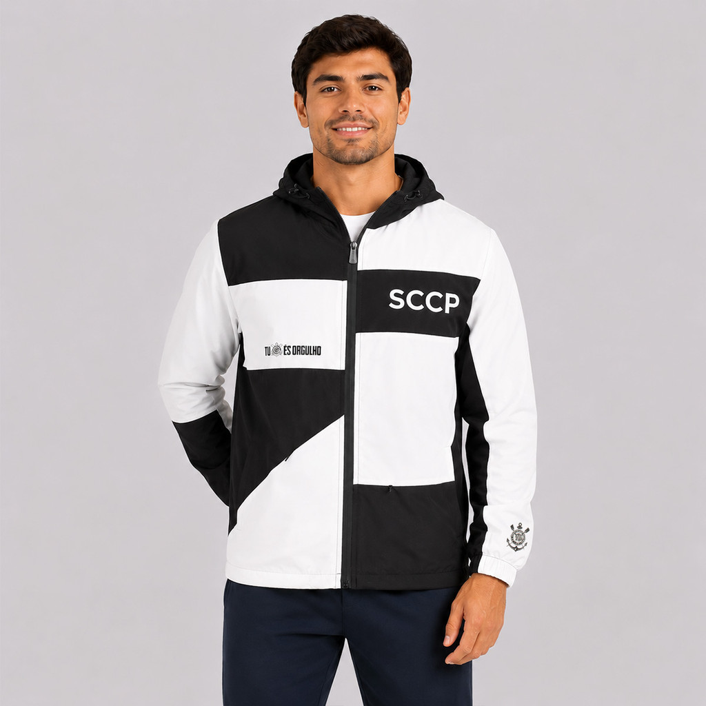 Jaqueta Corinthians Black &amp; White com Capuz