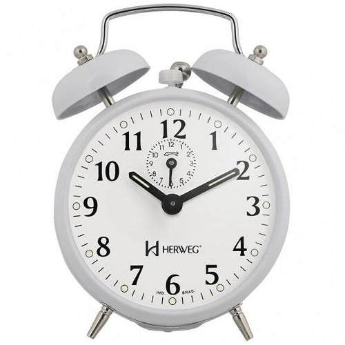 Relógio Despertador Herweg 2208 021 Branco Antigo Retrô