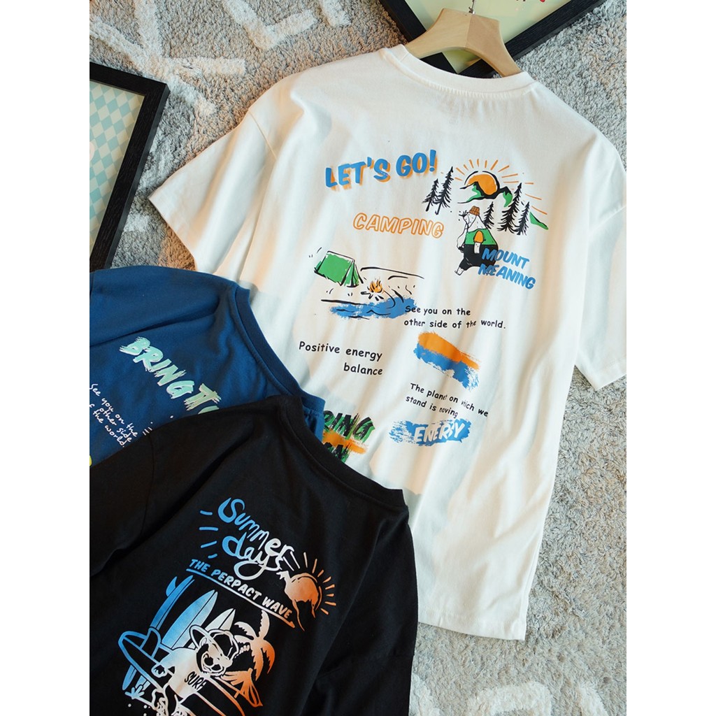 Coreano único verão meninos médio grande crianças camiseta de manga curta dos desenhos animados impresso Casual topo fin