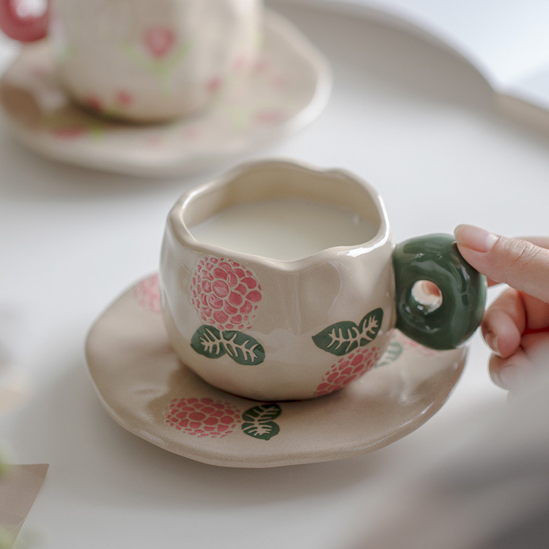 Exquisita xícara de chá da tarde, caneca de alto valor estético, xícara de cerâmica vintage francesa, xícara de café vin