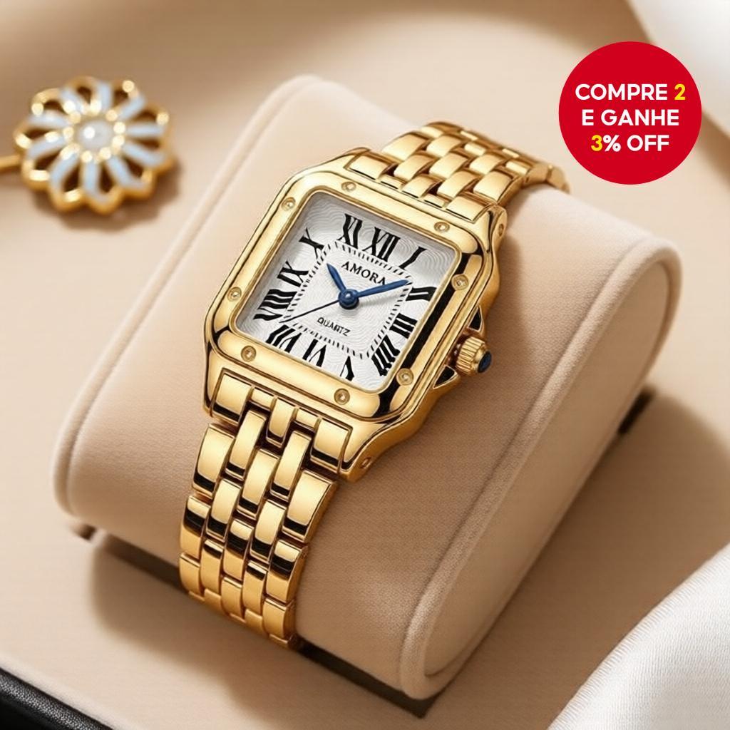Relógio de Pulso Feminino com Mostrador Quadrado Elegante, Pulseira de Quartzo à Prova D’água para Negócios