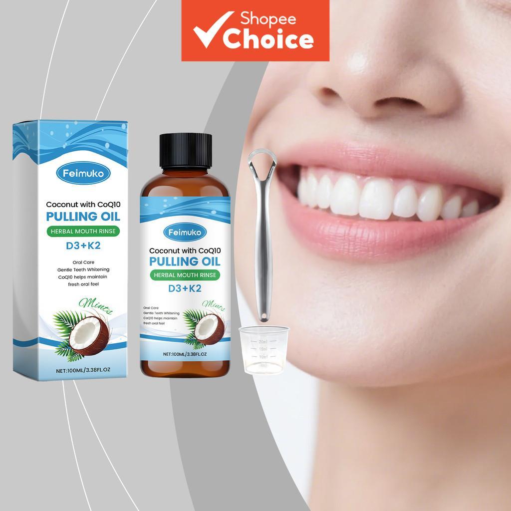Enxaguante Bucal Profissional de Hálito Fresco – 100 ml com Menta, Óleo de Coco e Vitaminas para Higiene Bucal Diária +