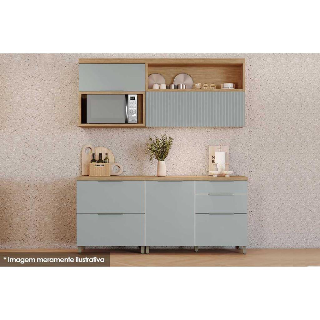 Armário de Cozinha Modulado Completa Marquesa 4 Peças Nature/Verde - Nesher