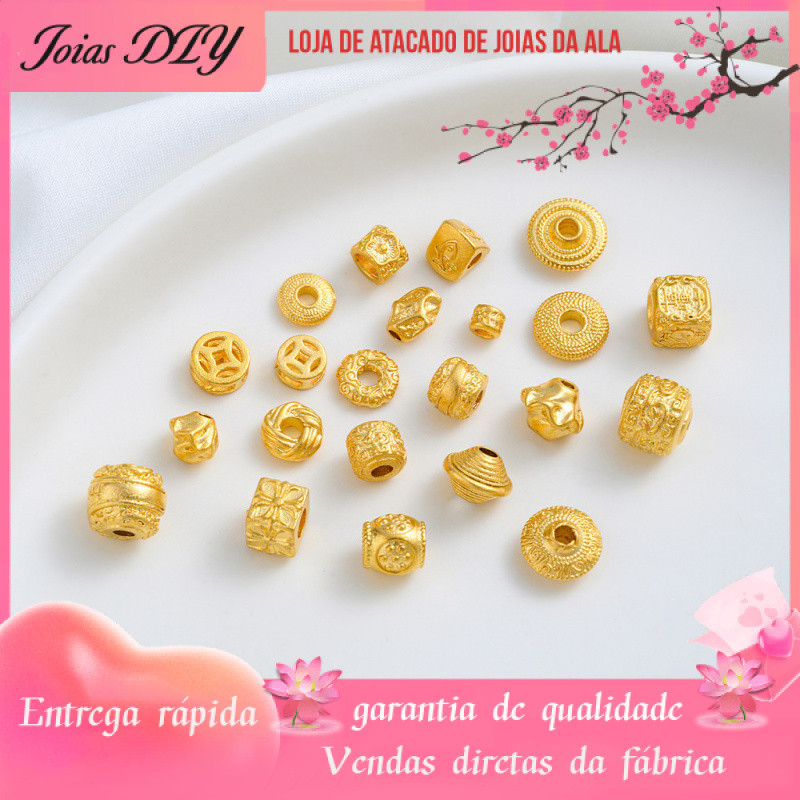 24K banhado a ouro padrão de peixe triângulo pequena flor de ameixa trevo de quatro folhas moeda de cobre através de-