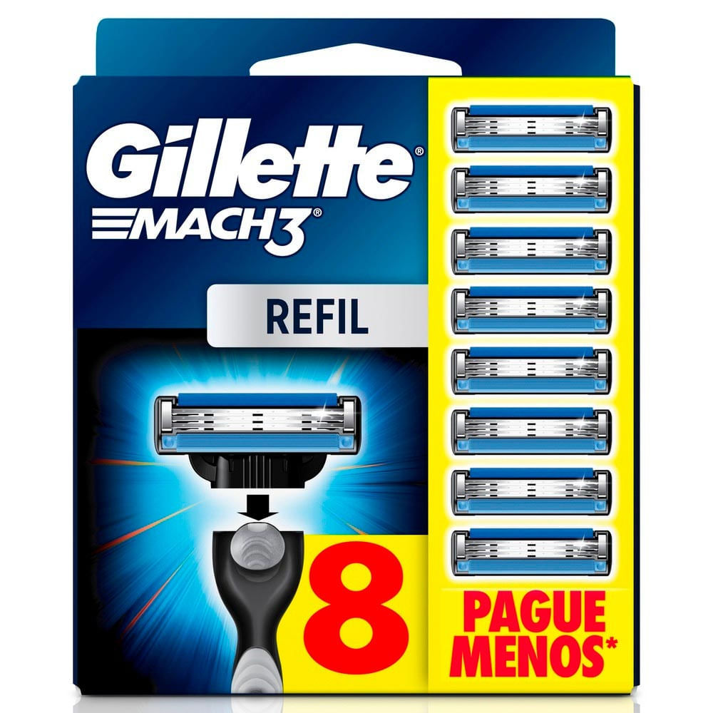 Carga para Aparelho de Barbear Gillette Mach3 8 Unidades