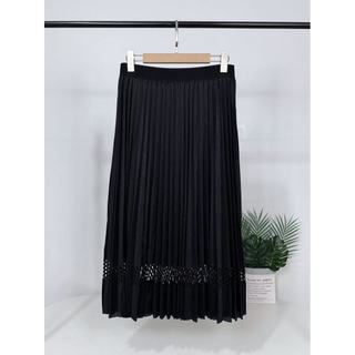 Pedido doméstico!Luz madura estilo simples cintura alta saia plissada feminina preto saia longa plissada saia longa mais