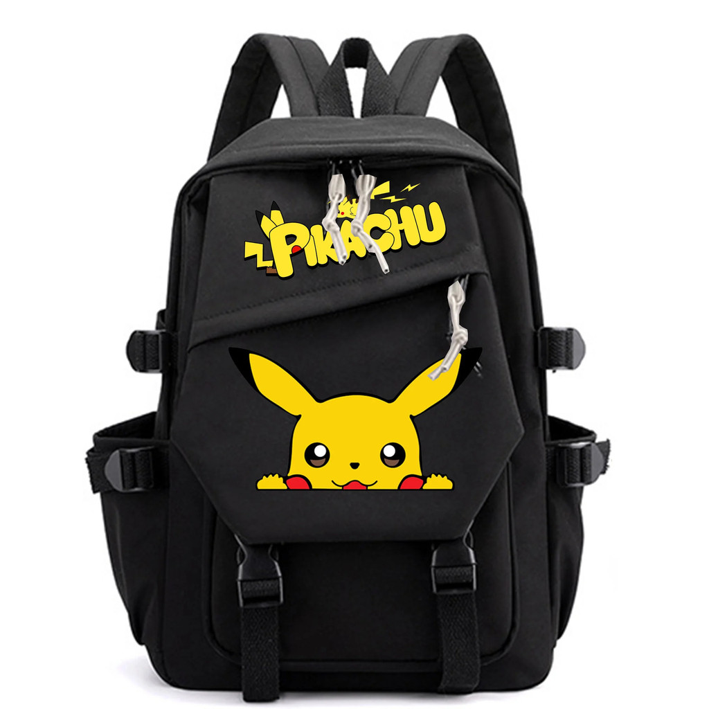 Mochila escolar com padrão Pokémon de Anime japonês, estudantes do ensino fundamental de grande capacidade, mochila para