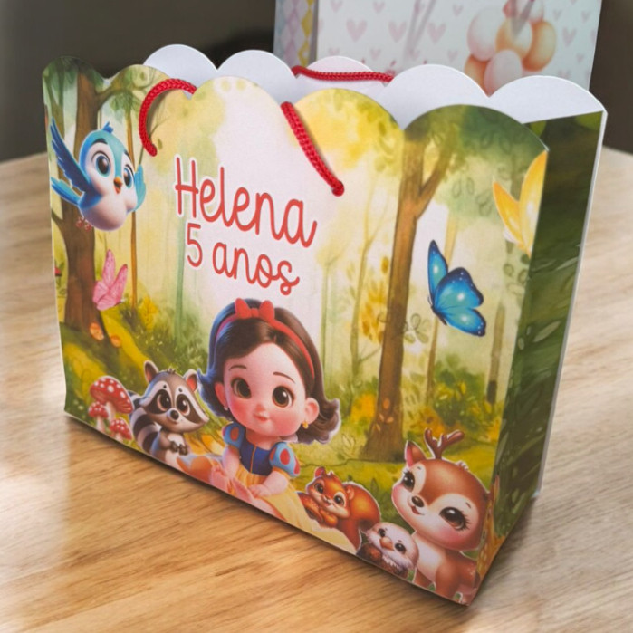 10 Sacolinhas Branca de Neve cute princesas Personalizadas – Lembrancinha Festa Infantil G (20x16x6)