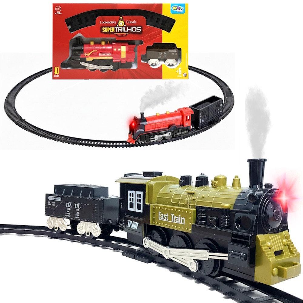 Trem Locomotiva Decorar o Natal Luz Solta Fumaça Trenzinho