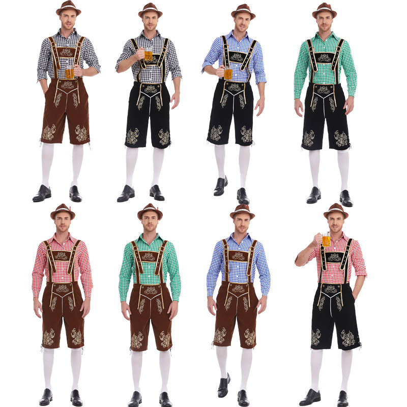 Europeu americano novo estilo alemão munique preto cerveja Festival camisa macacão roupas de cerveja masculino cos traje