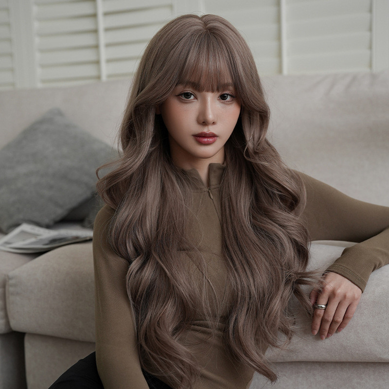 T T TSE peruca feminina cabelo longo encaracolado novo produto simulação de fibra química arnês completo moda alta quali