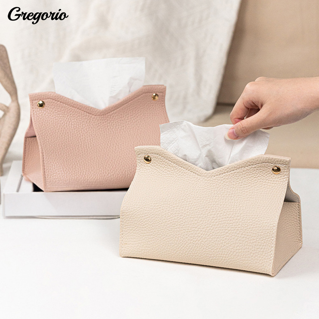 Easy Refill Tissue Dispenser Waterproof Pvc Leather Box Holder – Open Durable Anti-crack Design Simple Style for Home