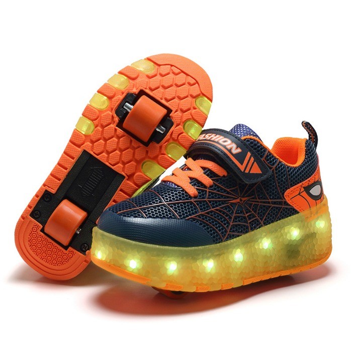 Aikuass USB Recarregável LED Acende Sapatos De Rolo Com Rodas Tênis De Skate Para Meninos Meninas Crianças